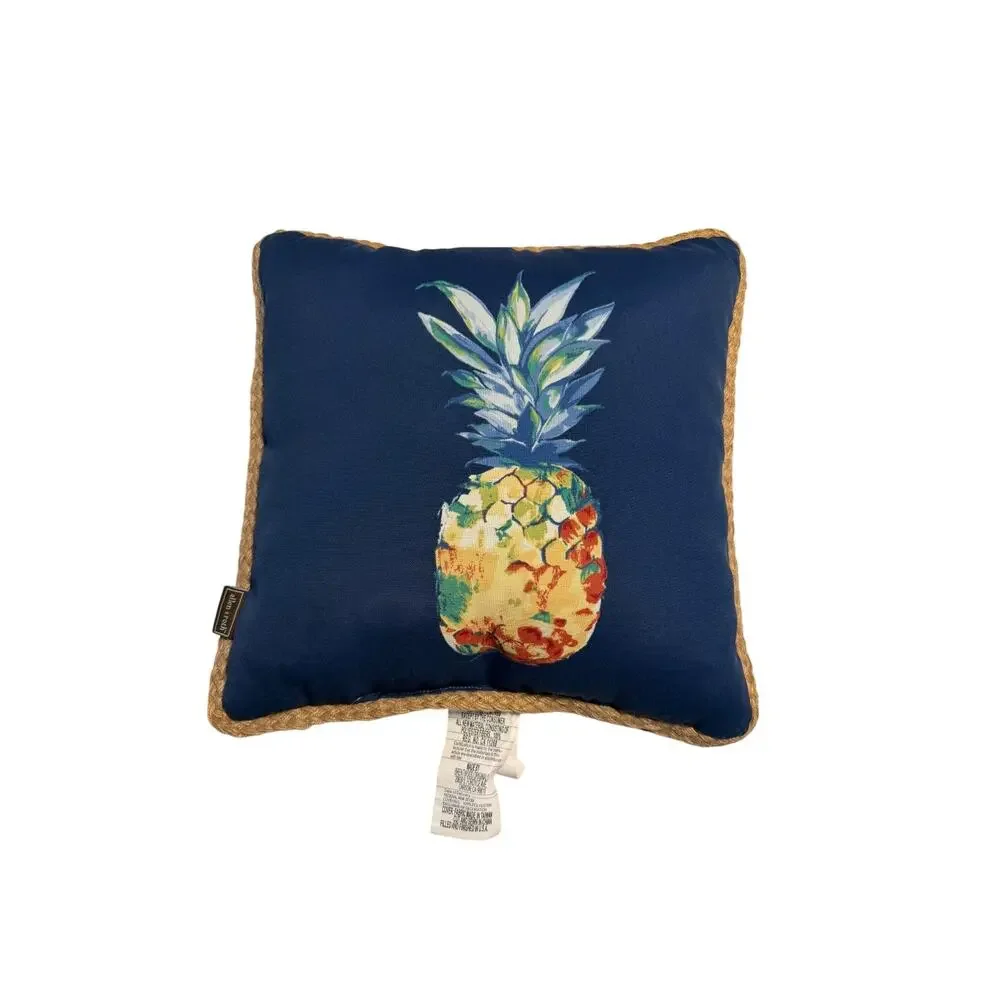 allen + roth Tropical Blue Square Pineapple Throw Pillow 15